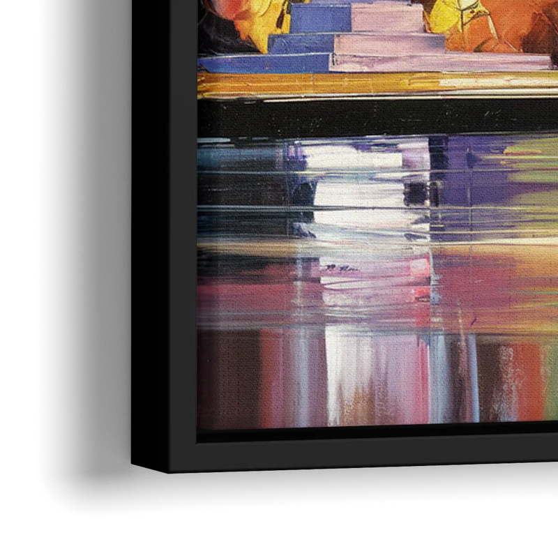 Indianapolis Skyline At Sunset - Close-Up Black Frame Canvas