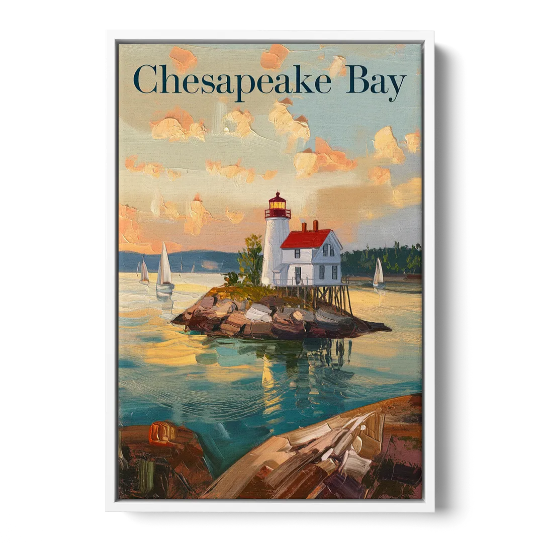 Chesapeake Bay Nautical Charm - White Frame Canvas