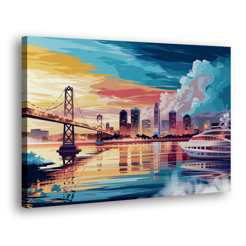 Oakland Waterfront Charm - Canvas Print Art Sides