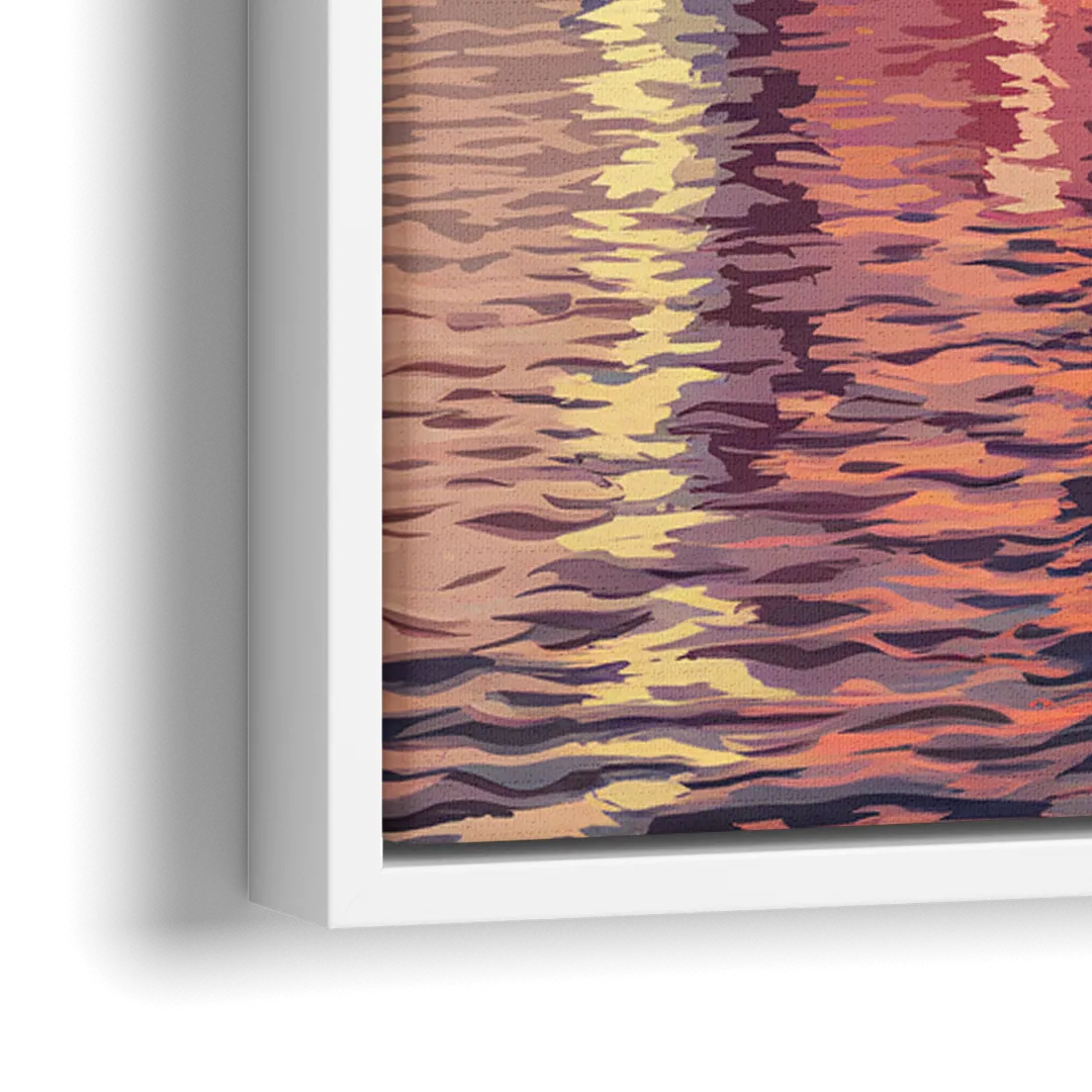 Jersey City Skyline and Hudson River - Close-Up White Frame Canvas