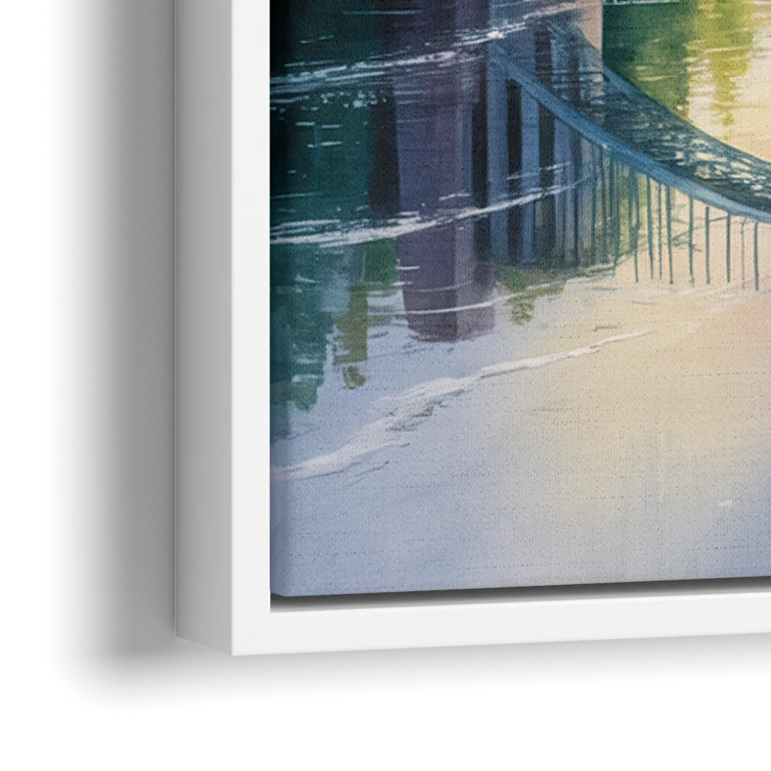 Niagara Falls Rainbow Bridge - Close-Up White Frame Canvas