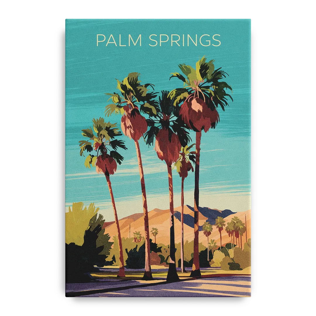 Palm Springs Palm Trees and Sky - Canvas Wall Art