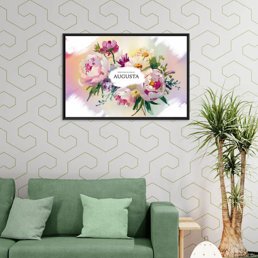 Augusta Springtime Blooms - Living Room Black Frame Canvas