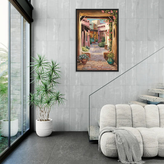 Albuquerque Old Town Charm - Living Room Black Frame Canvas