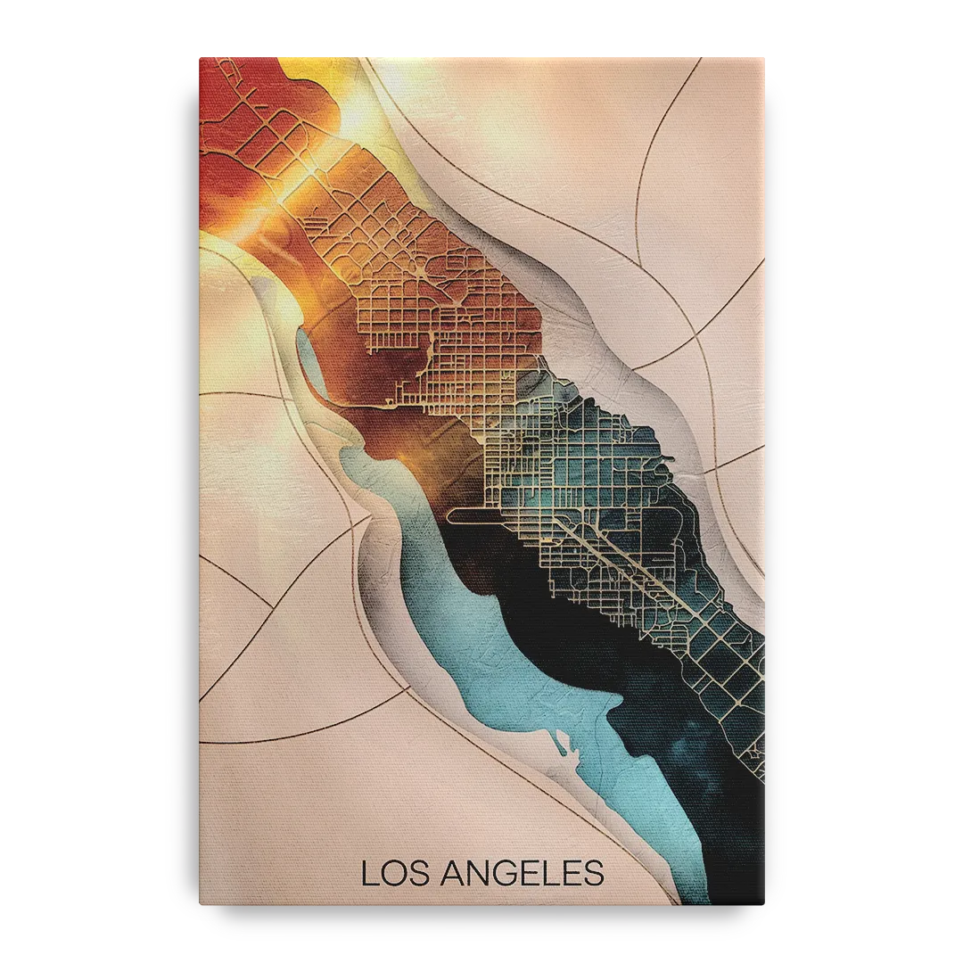 Los Angeles Map Design - Canvas Wall Art