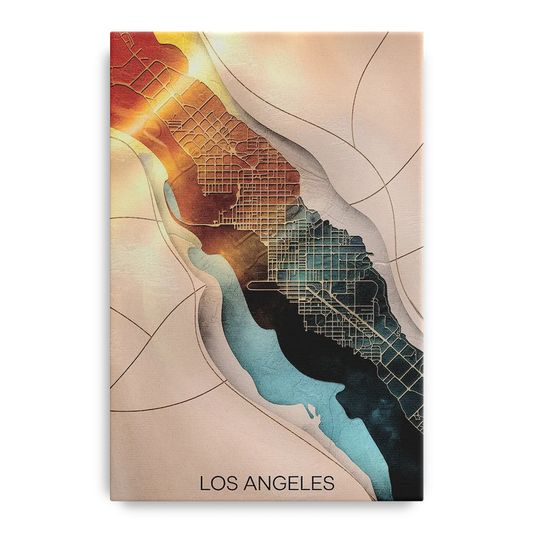 Los Angeles Map Design - Canvas Wall Art