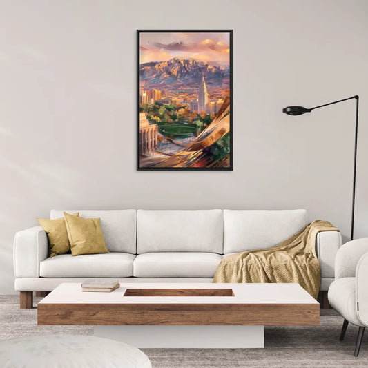 Salt Lake City Downtown View - Living Room Black Frame Canvas