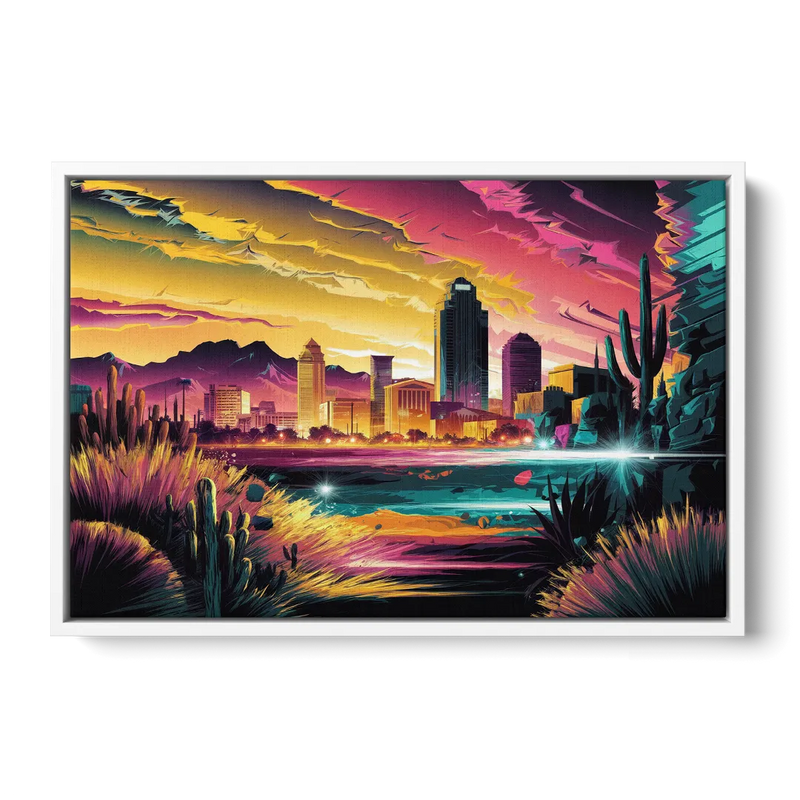 El Paso Scenic Landscape - White Frame Canvas