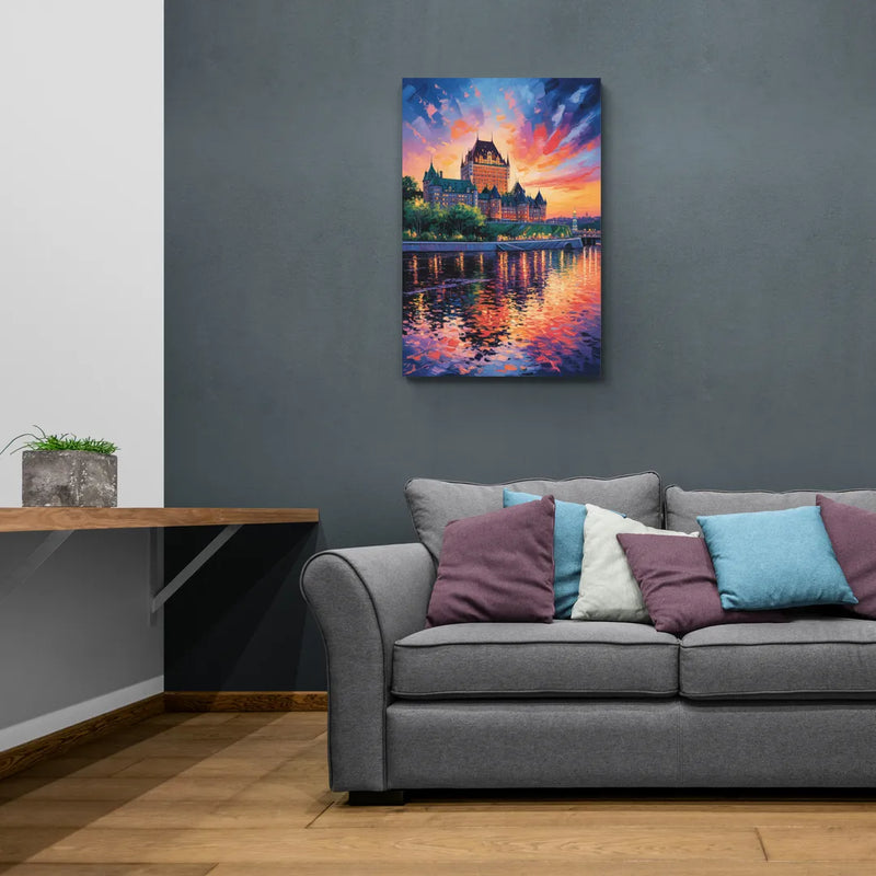Chteau Frontenac at Sunset - Canvas Wall Art Living Room