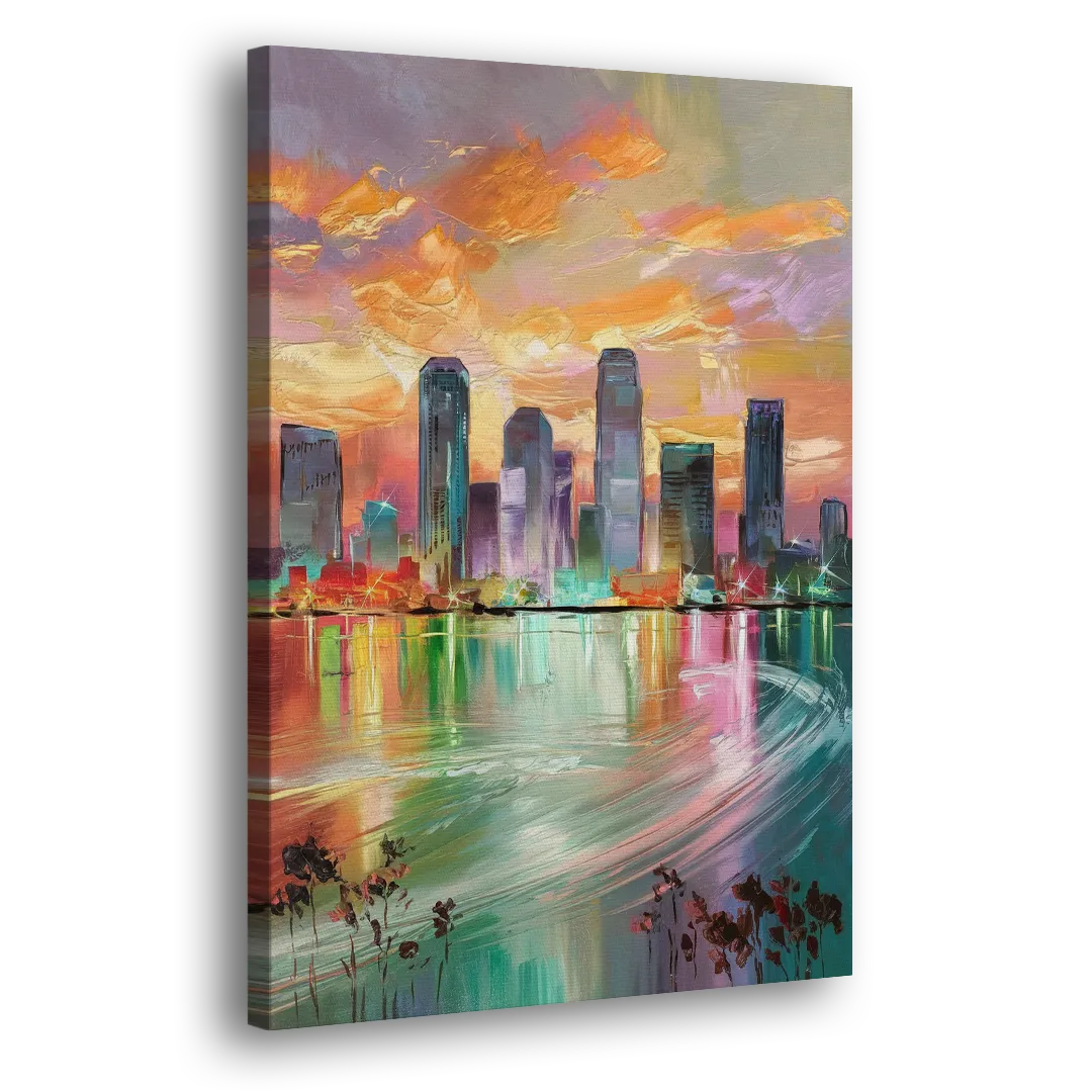 Tampa Skyline at Sunset - Canvas Print Art Sides