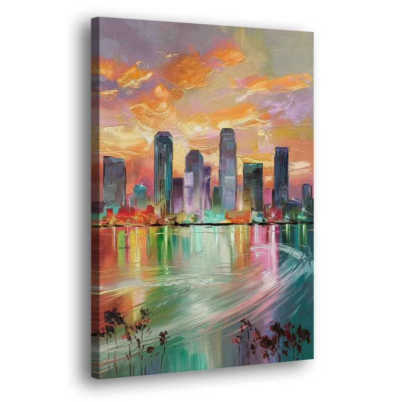 Tampa Skyline at Sunset - Canvas Print Art Sides