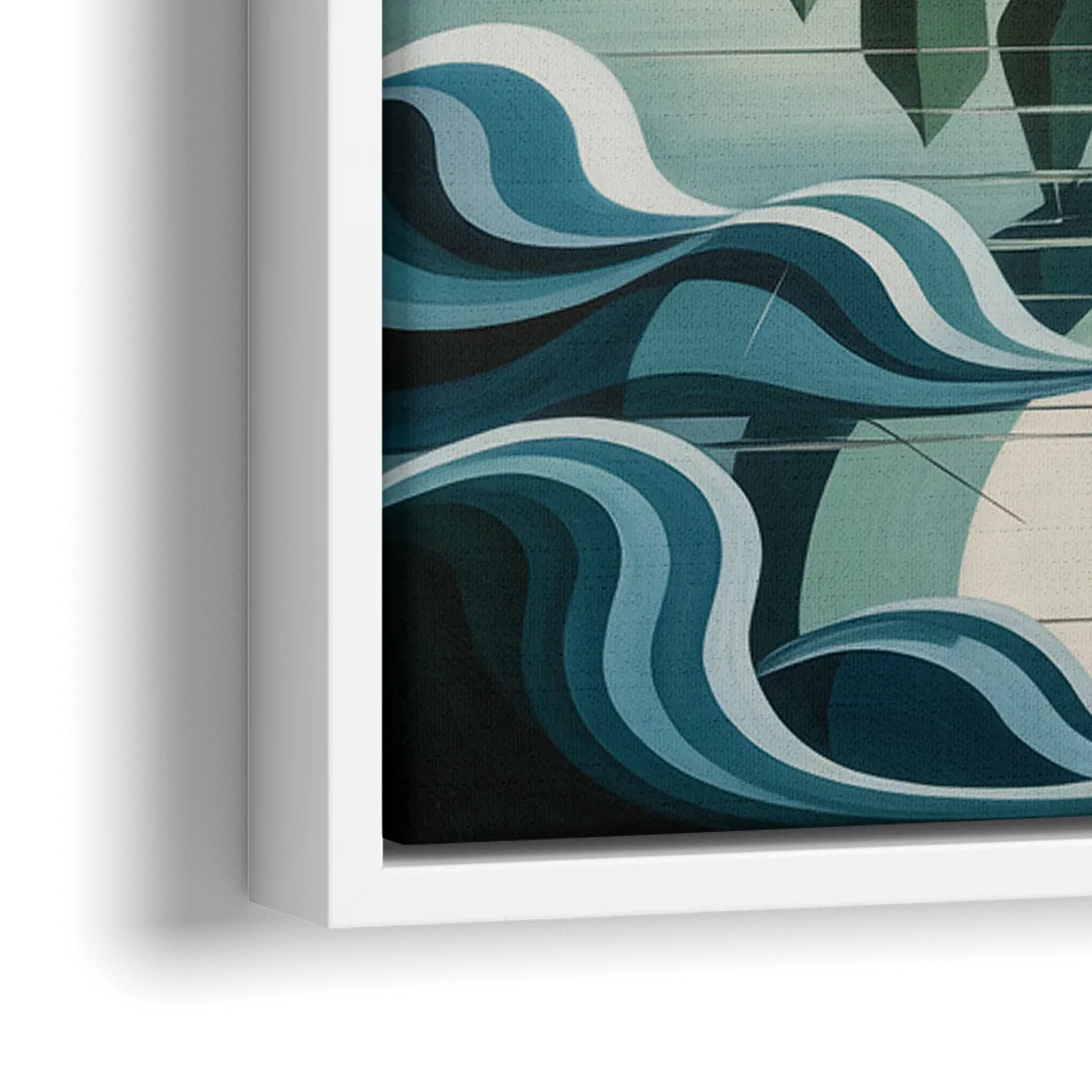 Lighthouse on the Island - Close-Up White Frame Canvas