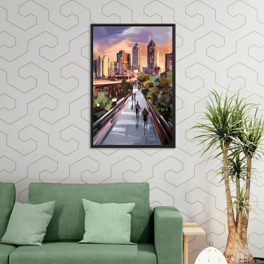 Atlanta Beltline Artwork - Living Room Black Frame Canvas