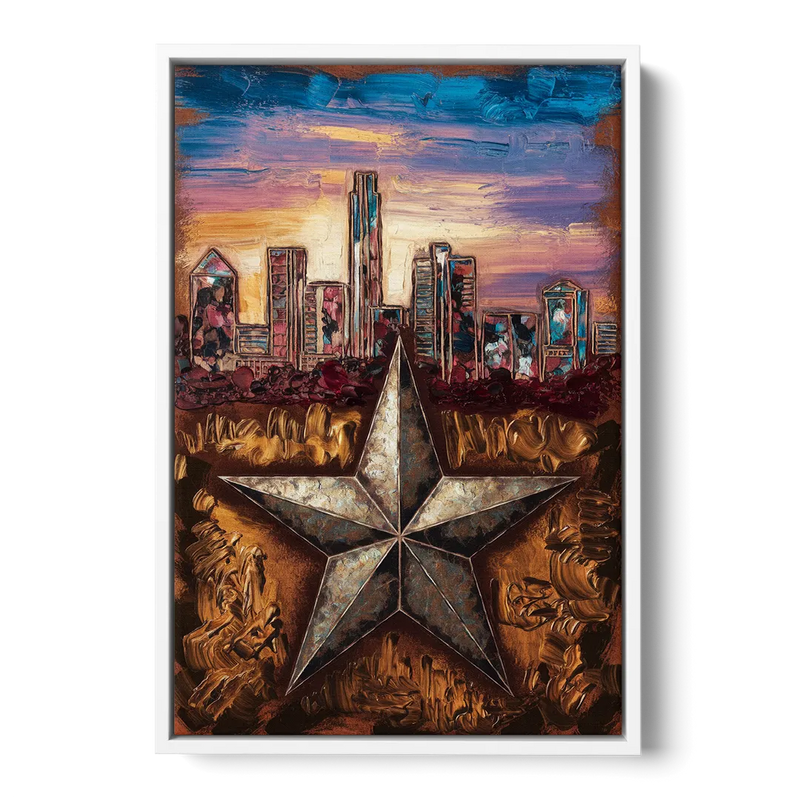 Austin Texas Stars - White Frame Canvas