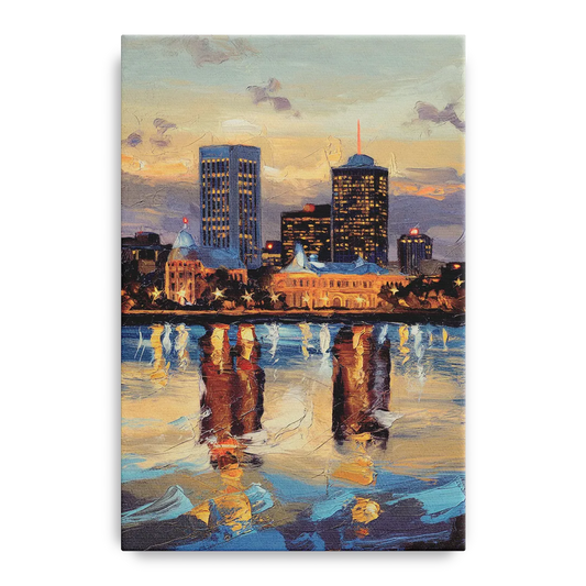 Providence Cityscape Reflection Mirror - Canvas Wall Art