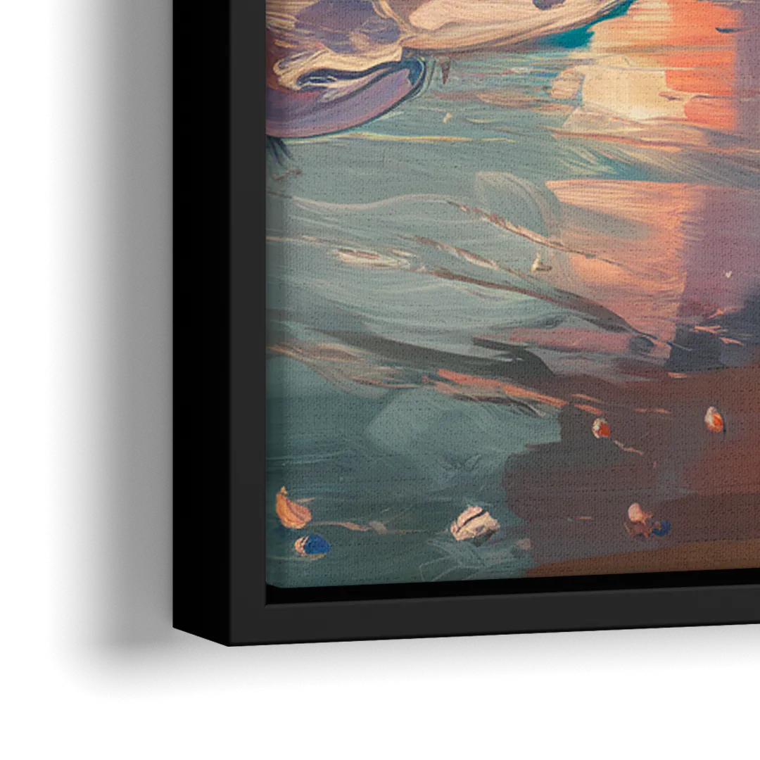 Corpus Christi Coastal Sunrise - Close-Up Black Frame Canvas