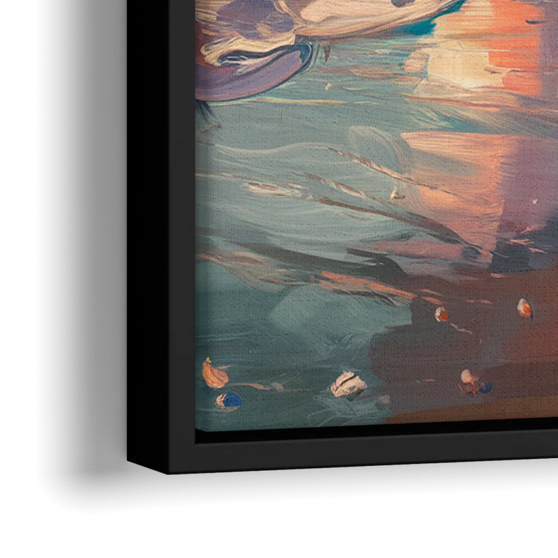 Corpus Christi Coastal Sunrise - Close-Up Black Frame Canvas