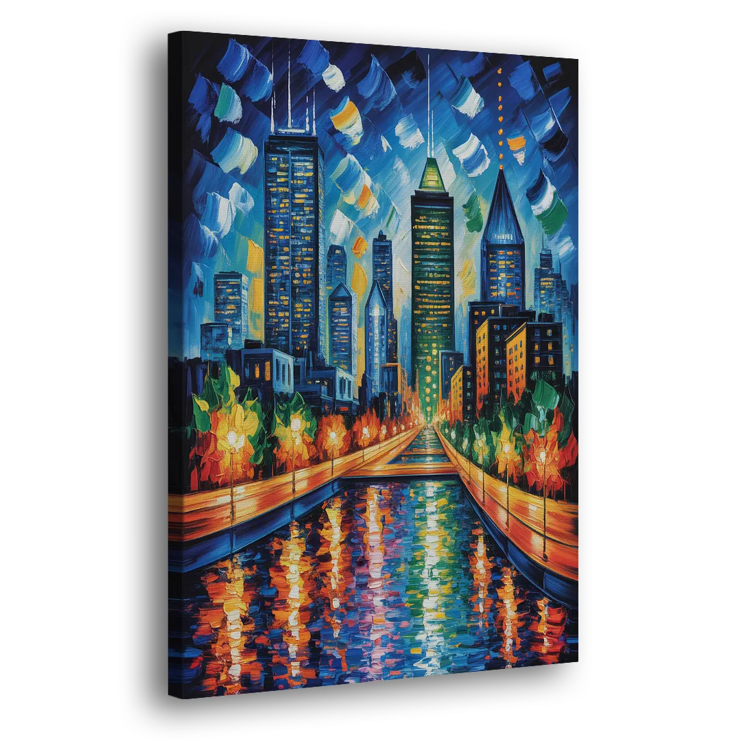 Montreal Skyline at Night - Canvas Print Art Sides