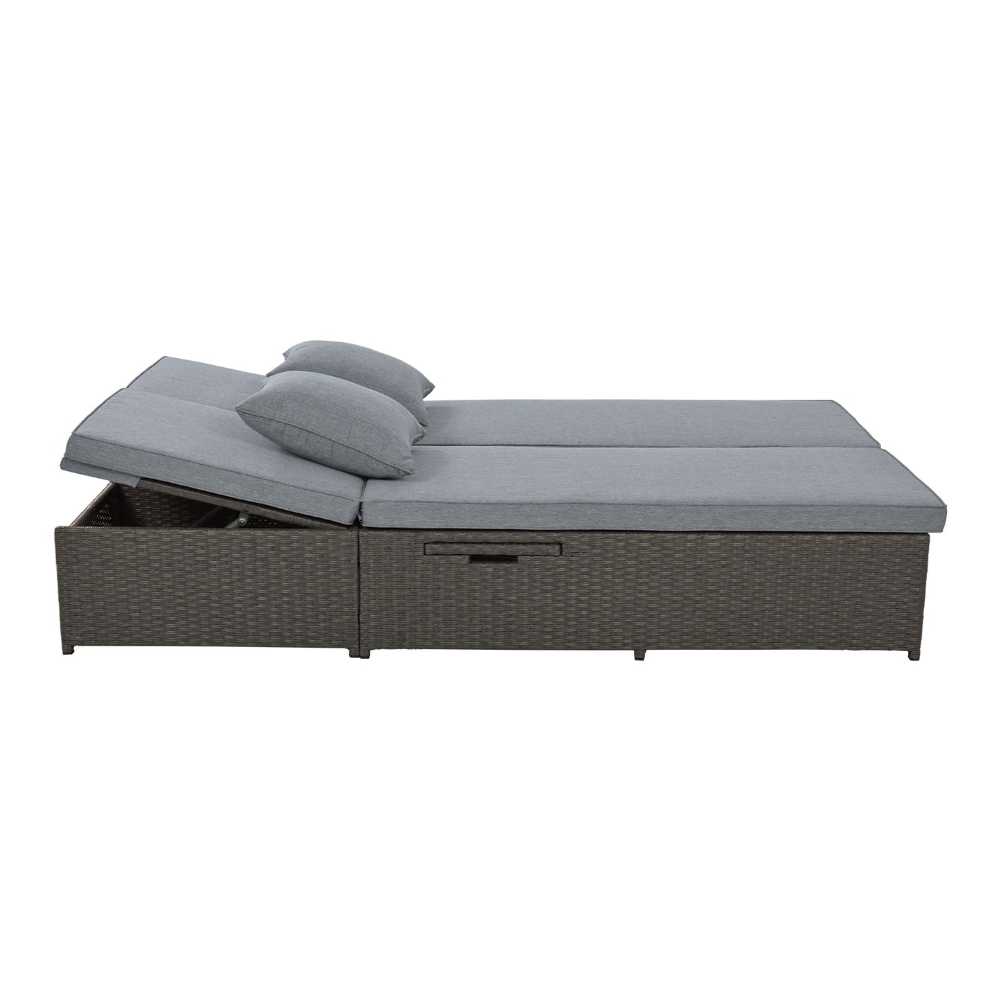 Luxurious Double Outdoor Daybed – Rattan Wicker with Reclining Patio Chairs