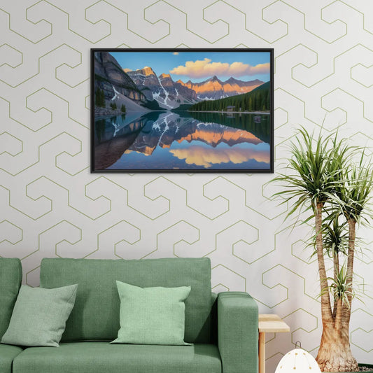Moraine Lake Sunrise - Living Room Black Frame Canvas