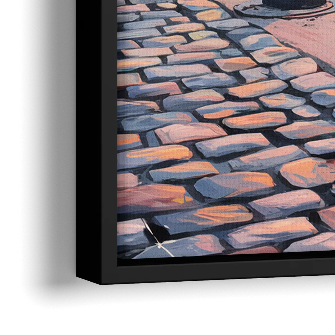 Boston Waterfront Serenity - Close-Up Black Frame Canvas