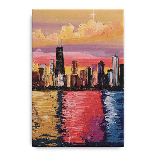 Chicago Skyline Reflections - Canvas Wall Art