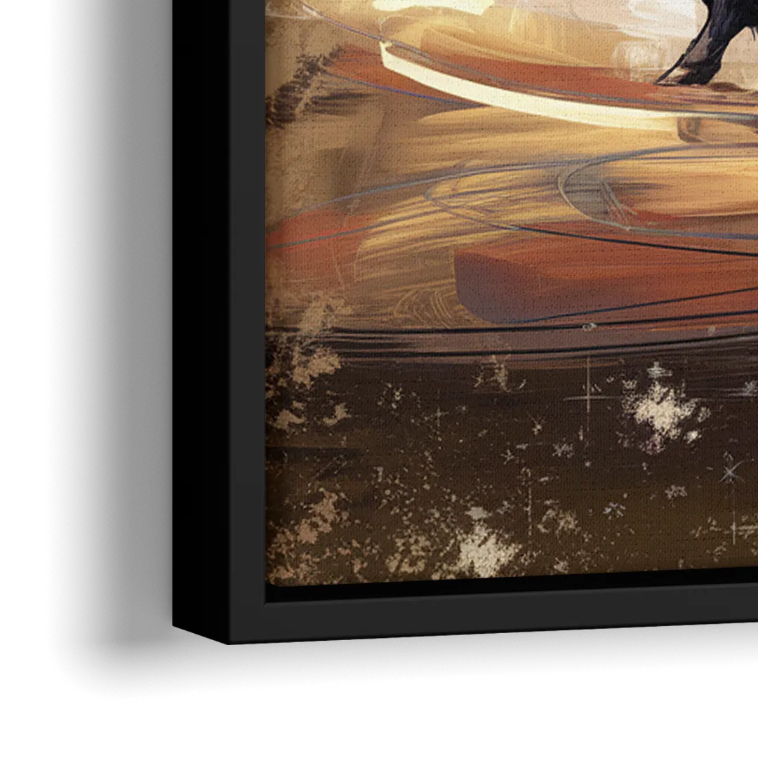 Buffalo Peace Bridge Glow - Close-Up Black Frame Canvas