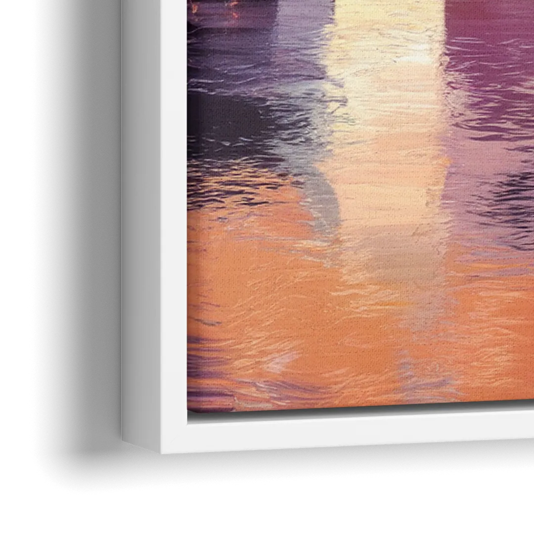 Columbus Cityscape Reflection - Close-Up White Frame Canvas