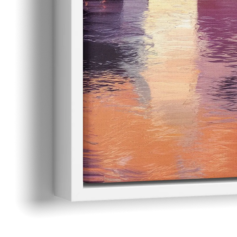 Columbus Cityscape Reflection - Close-Up White Frame Canvas