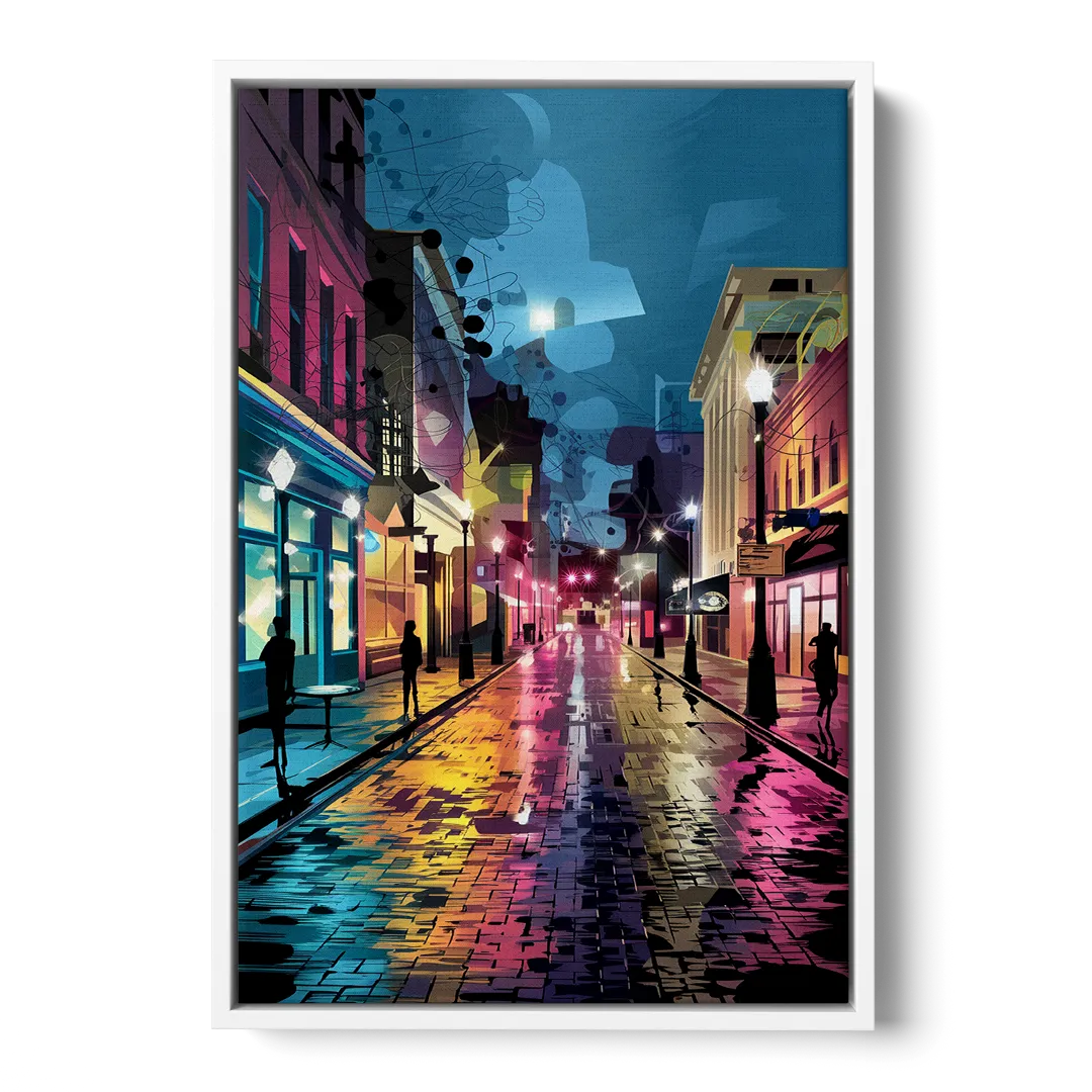 Memphis Historic Beale Street - White Frame Canvas