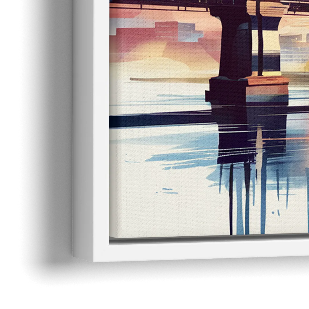 Cincinnati Skyline In Autumn - Close-Up White Frame Canvas