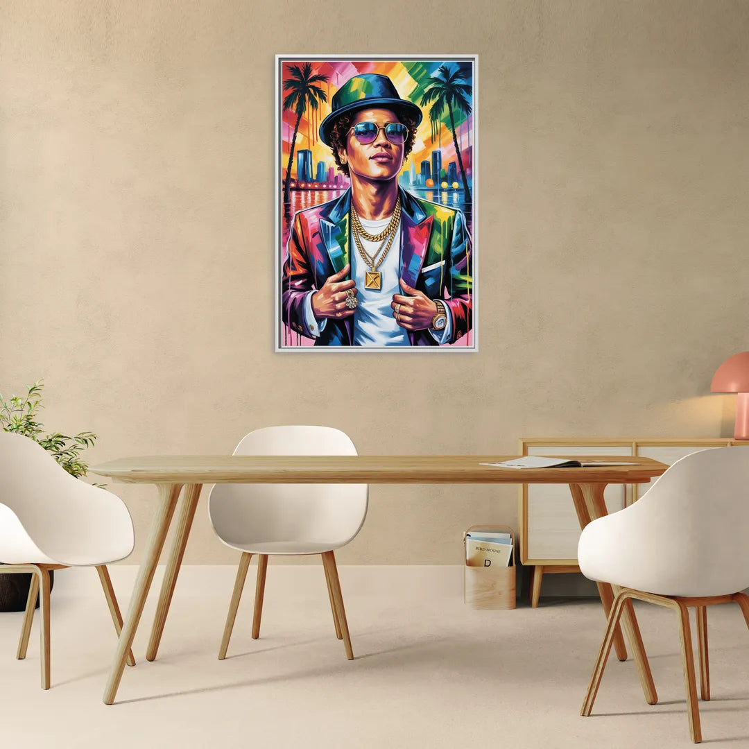 24K Groove 2.0 - Living Room White Frame Canvas