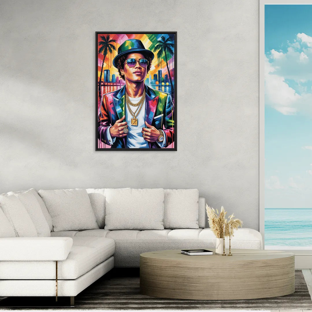 24K Groove 2.0 - Living Room Black Frame Canvas