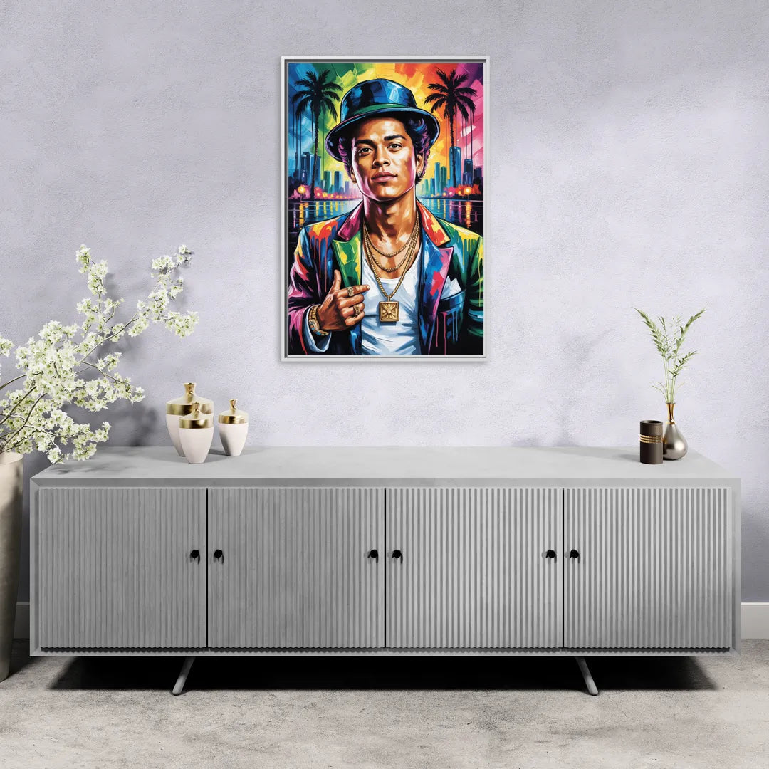 24K Groove - Living Room White Frame Canvas