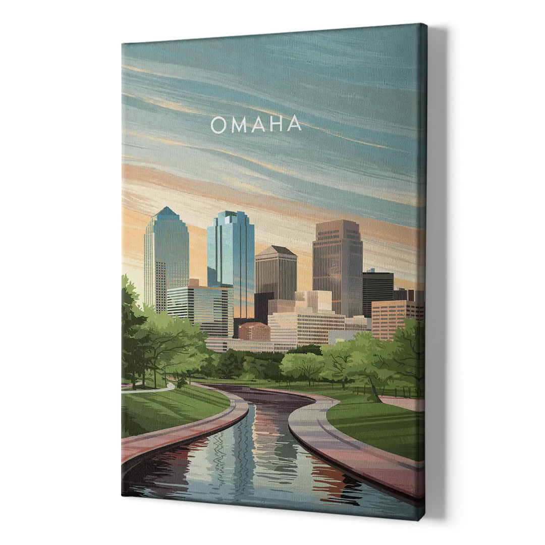 Omaha Downtown View - Canvas Print Art Sides