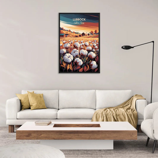 Lubbock Cotton Fields - Living Room Black Frame Canvas
