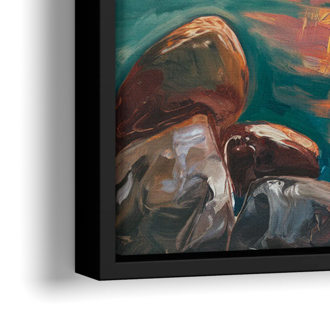 Lake Tahoe Sunset Reflections - Close-Up Black Frame Canvas