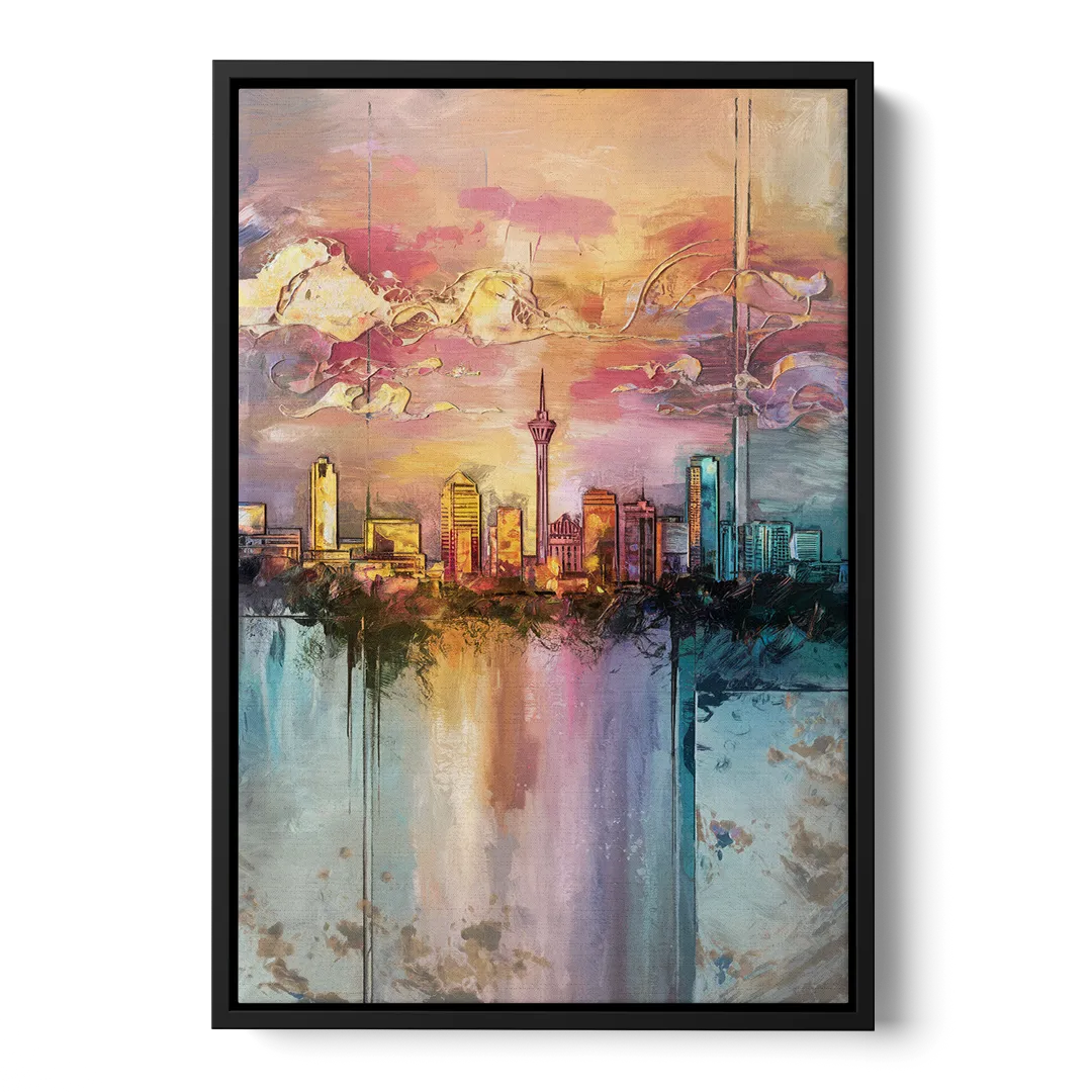 San Antonio Skyline Sunset - Black Frame Canvas
