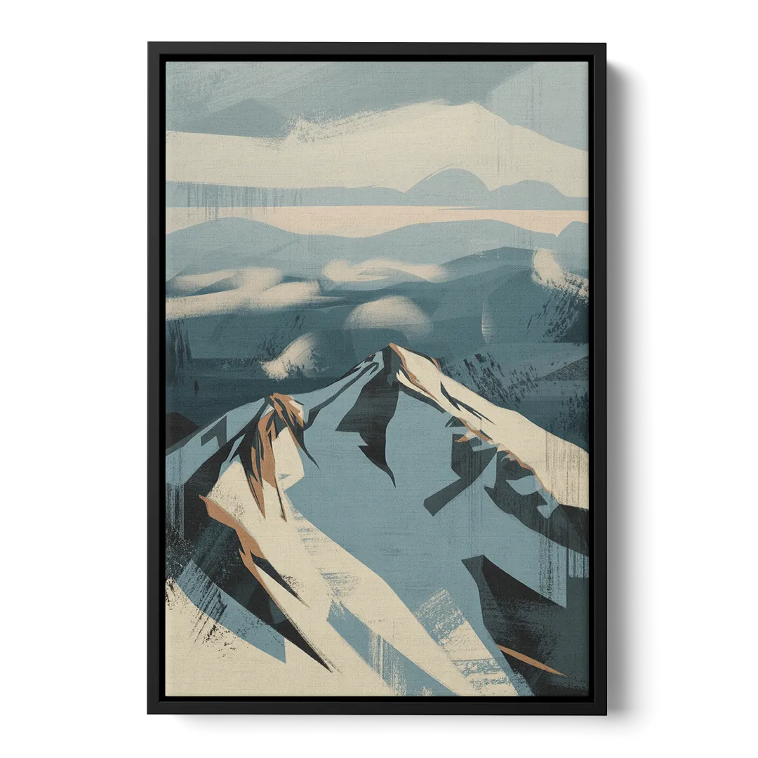 Grouse Mountain Snow View - Black Frame Canvas