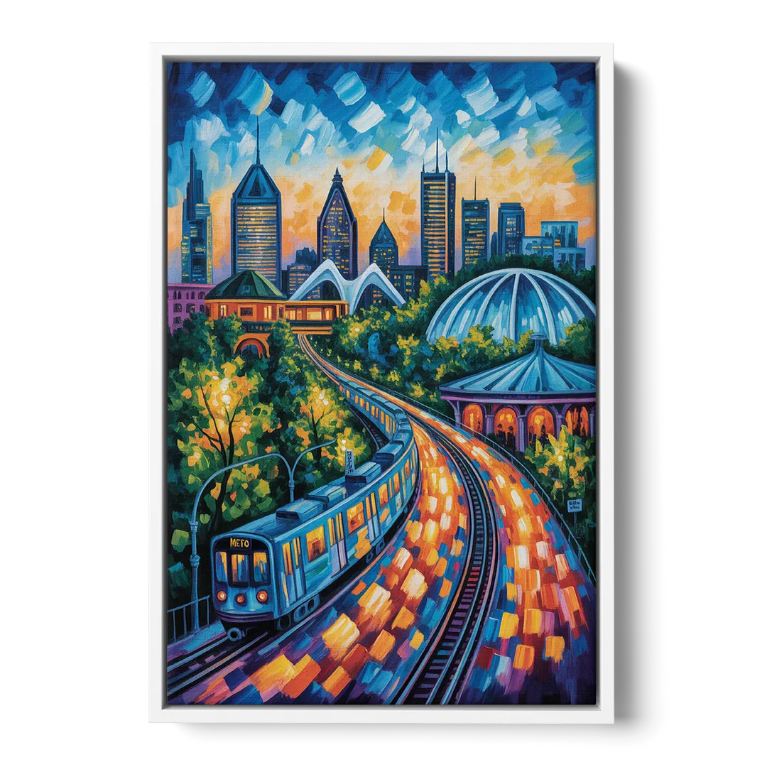 Montreal Metro Art - White Frame Canvas