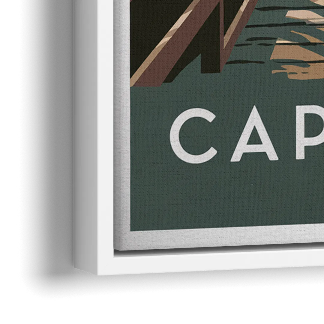 Cape May Boardwalk Views - Close-Up White Frame Canvas