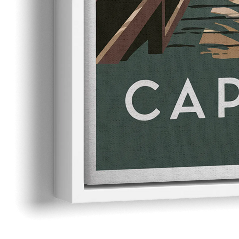 Cape May Boardwalk Views - Close-Up White Frame Canvas