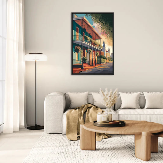 New Orleans Historic Architecture - Living Room Black Frame Canvas