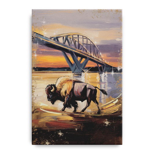 Buffalo Peace Bridge Glow - Canvas Wall Art