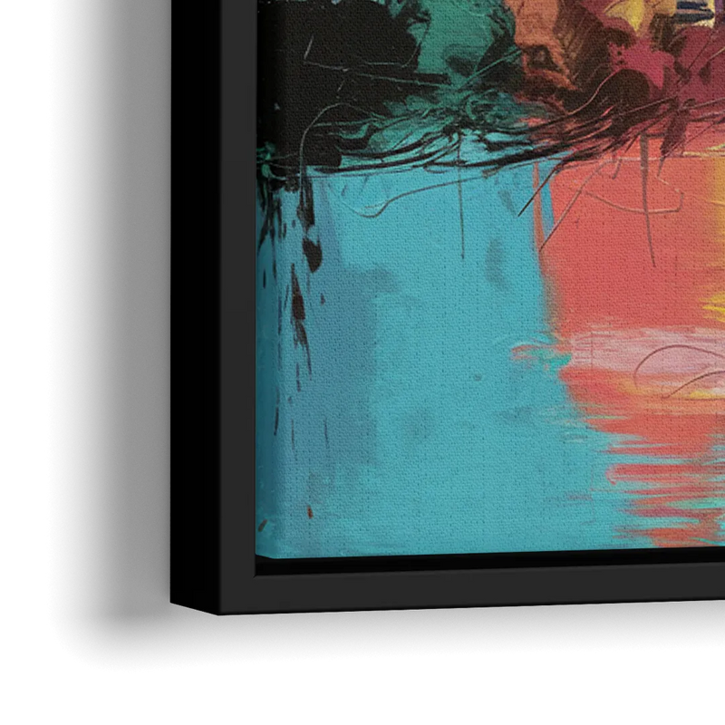 Atlanta Skyline Panoramic View - Close-Up Black Frame Canvas