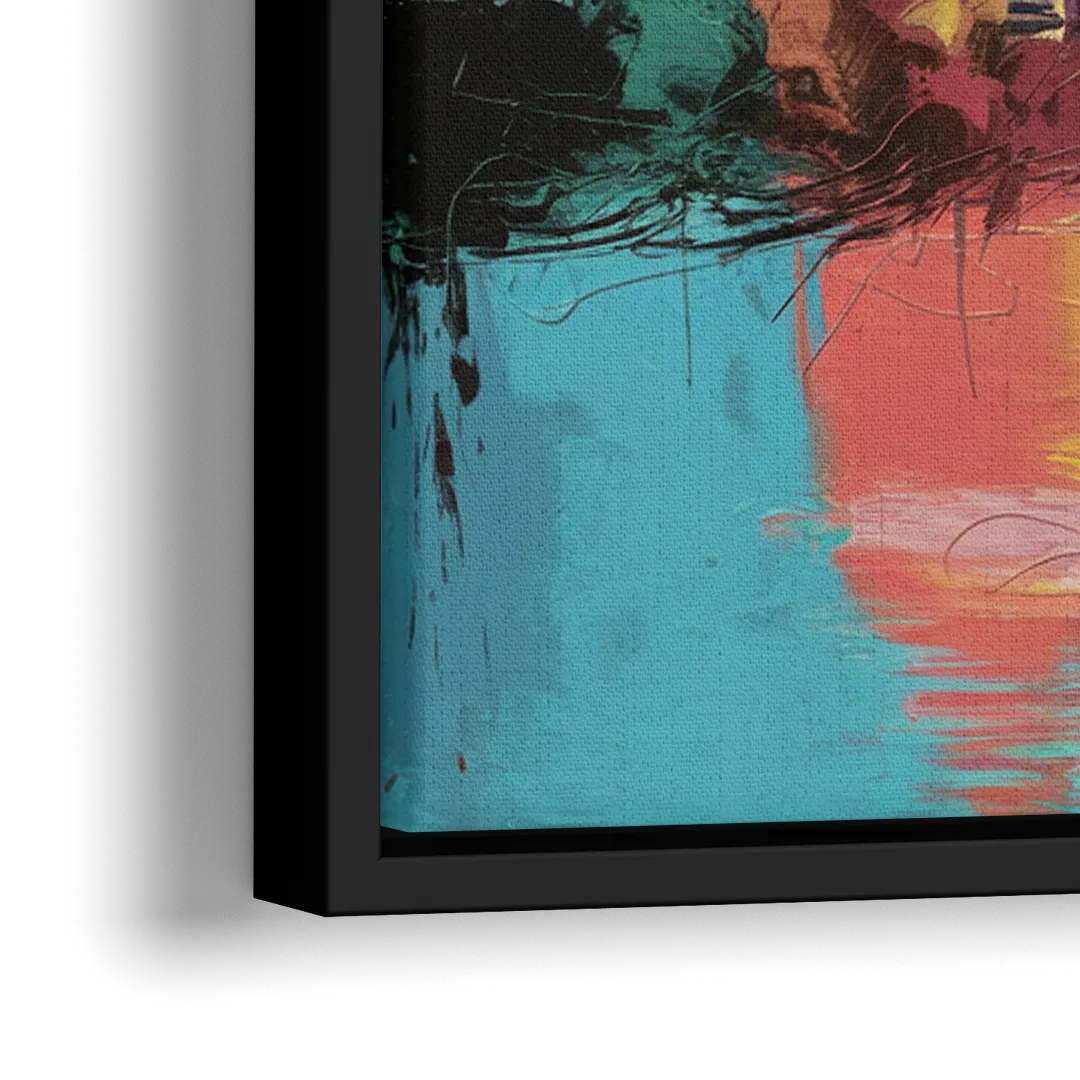 Atlanta Skyline Panoramic View - Close-Up Black Frame Canvas