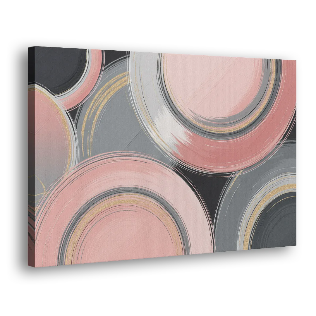 Luxurious Elegance Pink and Grey Abstract - Canvas Print Art Sides