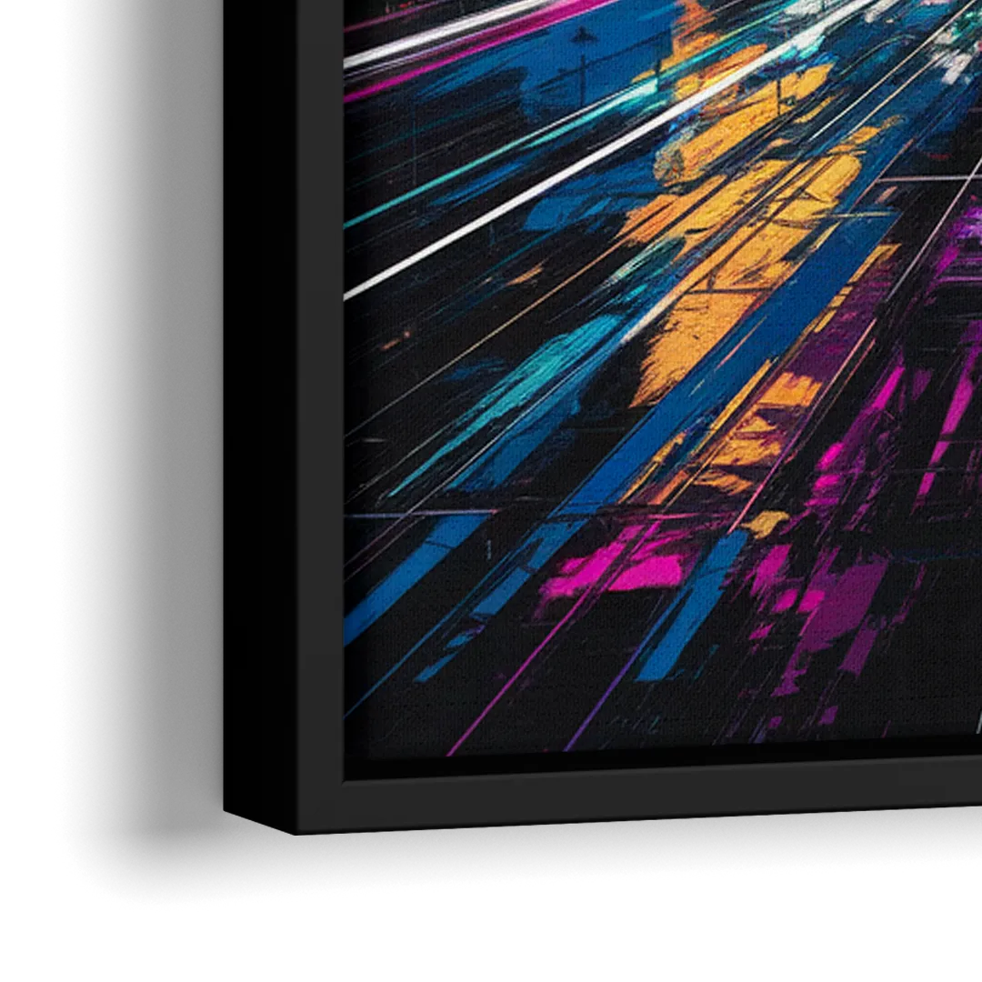 Norfolk Neon District Vibes - Close-Up Black Frame Canvas