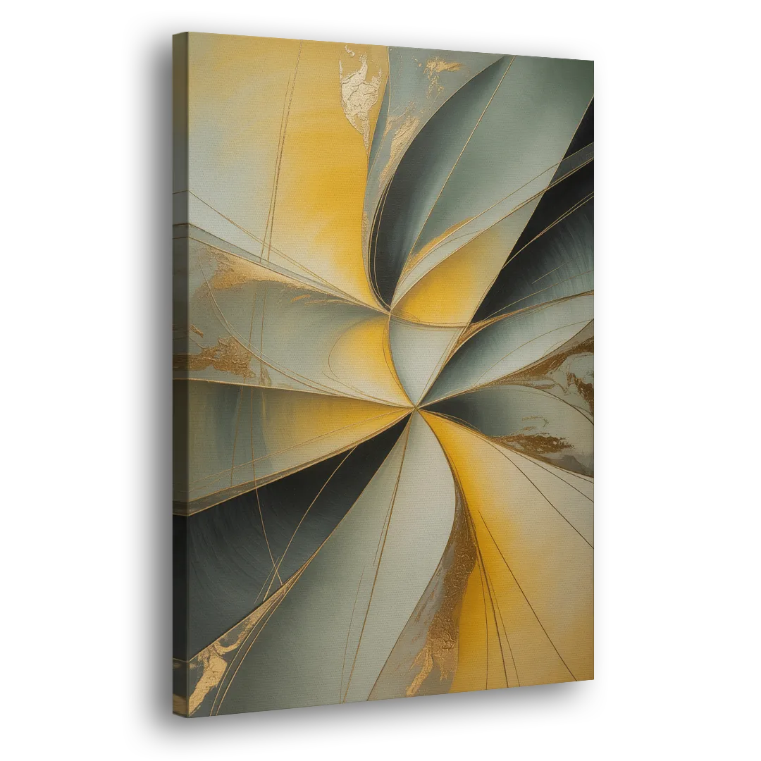 Luxurious Forms Yellow and Grey Abstract - Canvas Print Art Sides