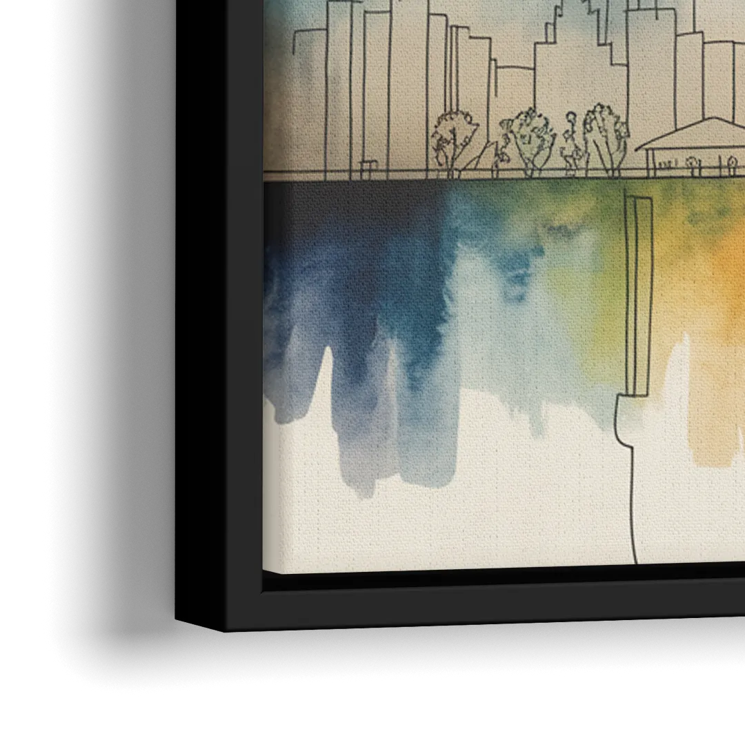 St Lawrence Skyline Market Scene - Close-Up Black Frame Canvas